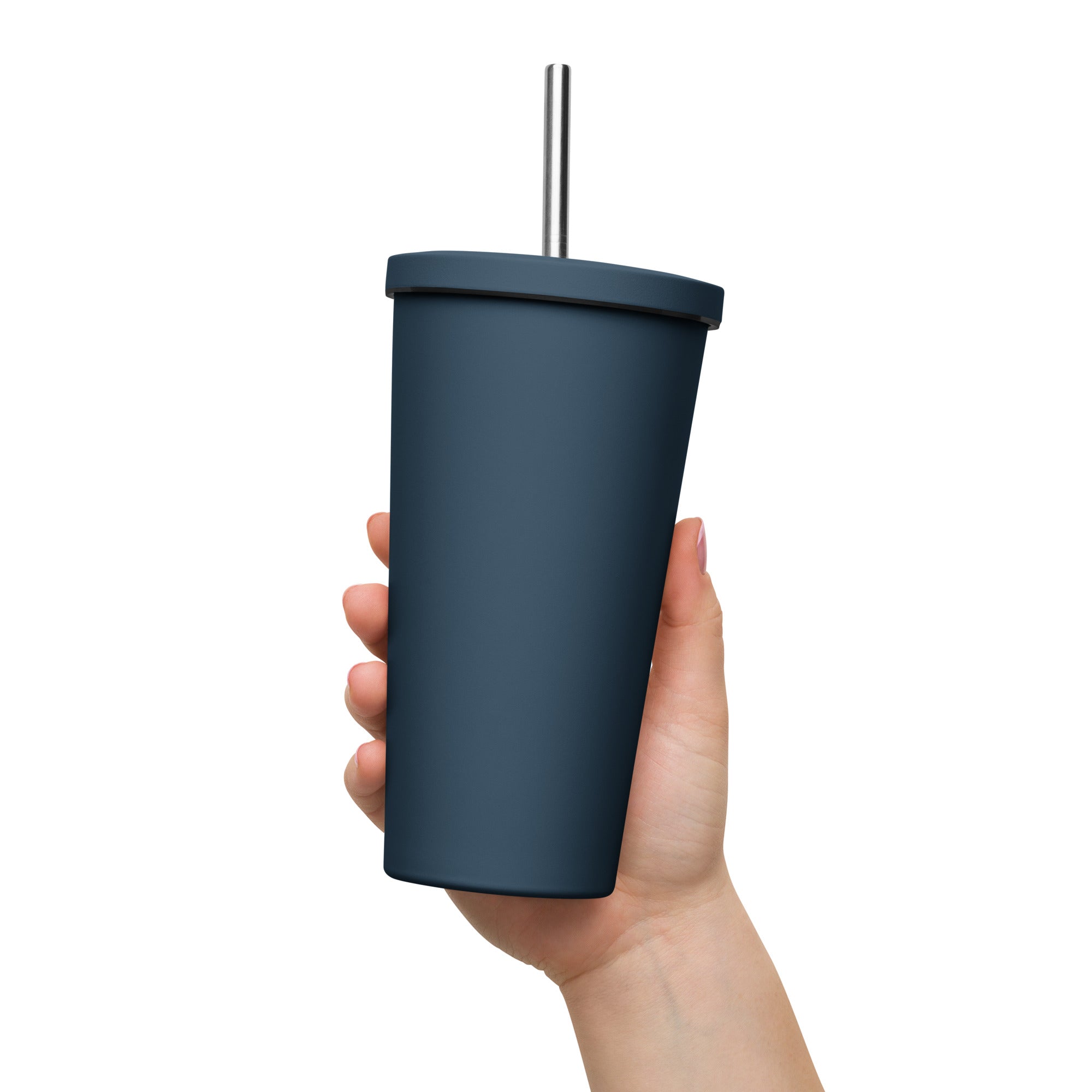 Insulated tumbler with a straw